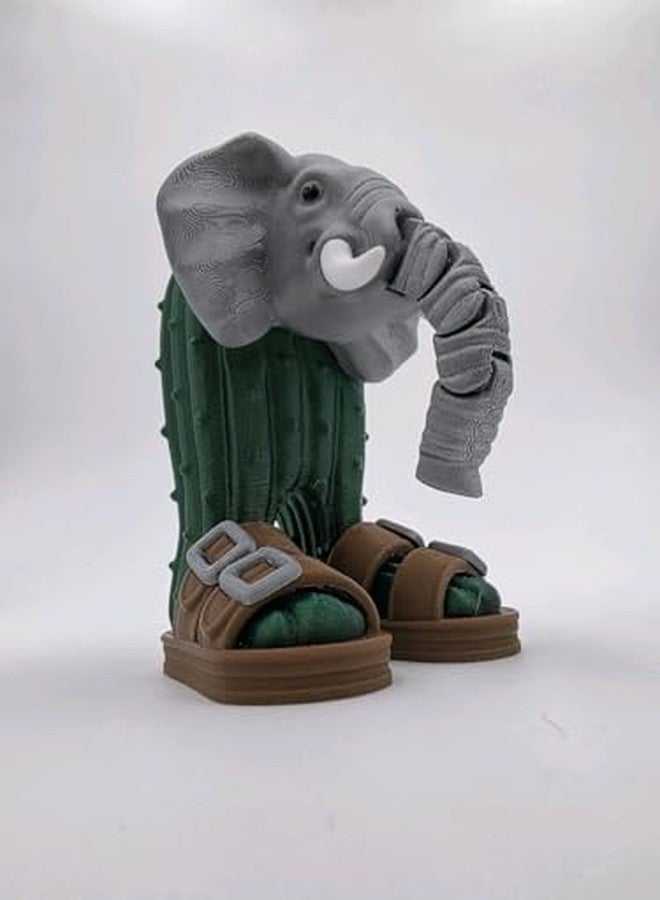 3D Craft Cute Articulated Elephant Cactus Toy - Flexible Animal Figurine with Movable Trunk & Legs - Unique Collectible Desk Decoration for Kids & Adults - Fun Gift, Creative Fidget Toy - Image 4